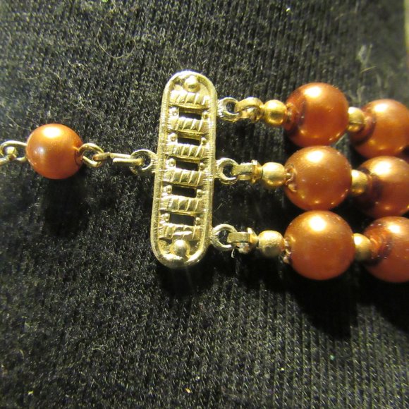 🧡 Gorgeous Vintage Copper-Gold Tulip Beaded Necklace - Picture 12 of 16